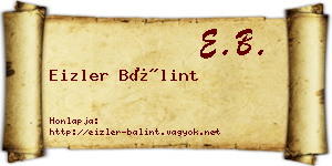 Eizler Bálint névjegykártya